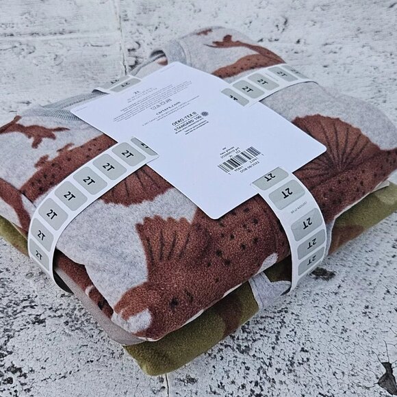 Carters Baby Sleepwear Green and Gray 1 Piece Fleece Jumper Set of 2 Size 2T New - Picture 6 of 11